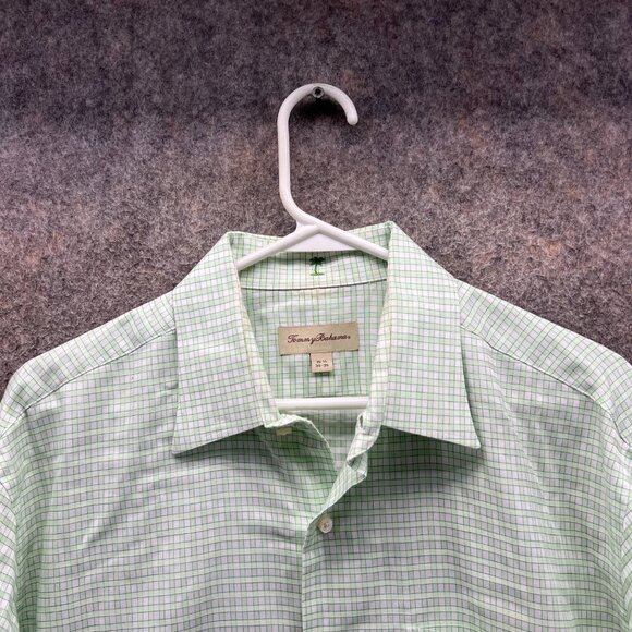 Tommy Bahama Shirt Men 15.5 34/35 Teal Green Casual Button Down Preppy Gingham - Picture 5 of 13